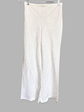 cult gaia White Elastic Waist Wide Leg Linen Pants Size Medium